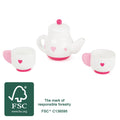tea set pink heart - ideal christmas gift - stocking filler