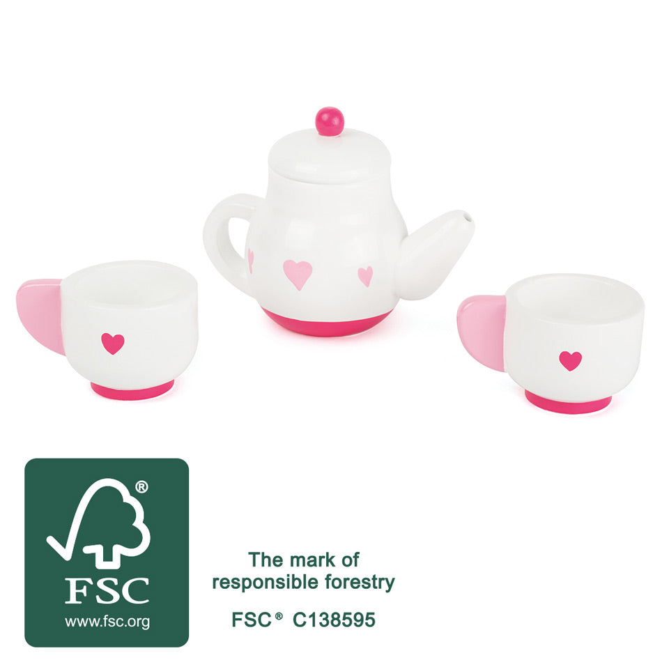 tea set pink heart - ideal christmas gift - stocking filler