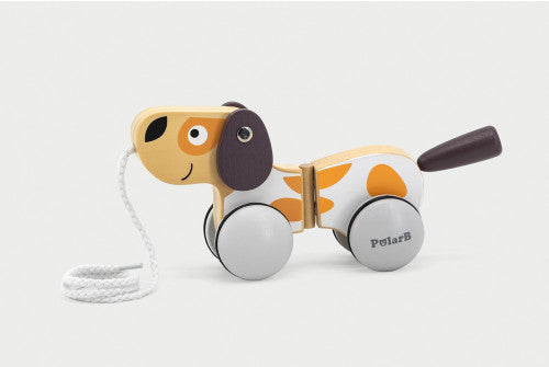 Pull along wooden puppy freind - NEW
