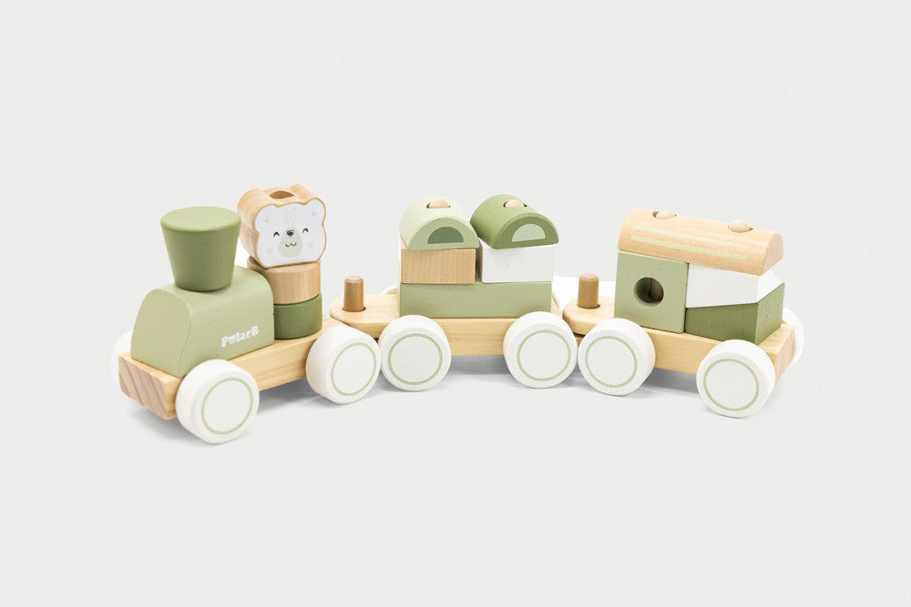 Wooden block stacking train