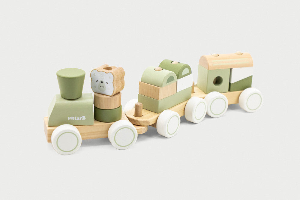 Wooden block stacking train