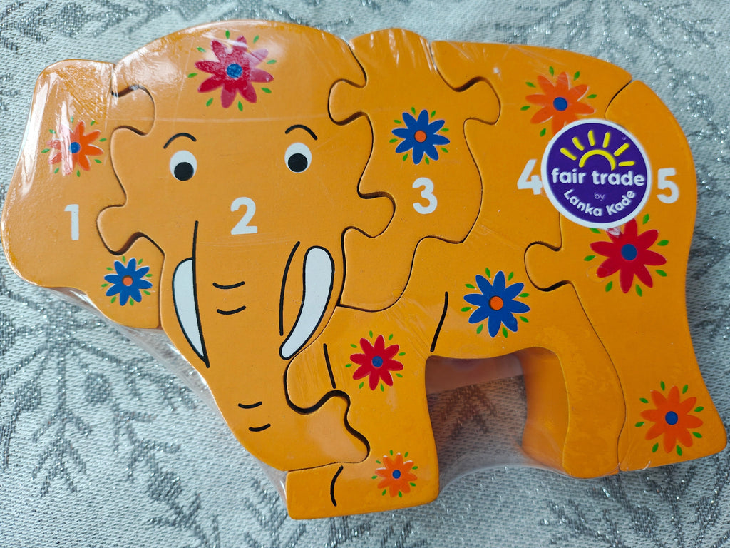 Elephant jigsaw with 1-5 numbered pieces - limited edition