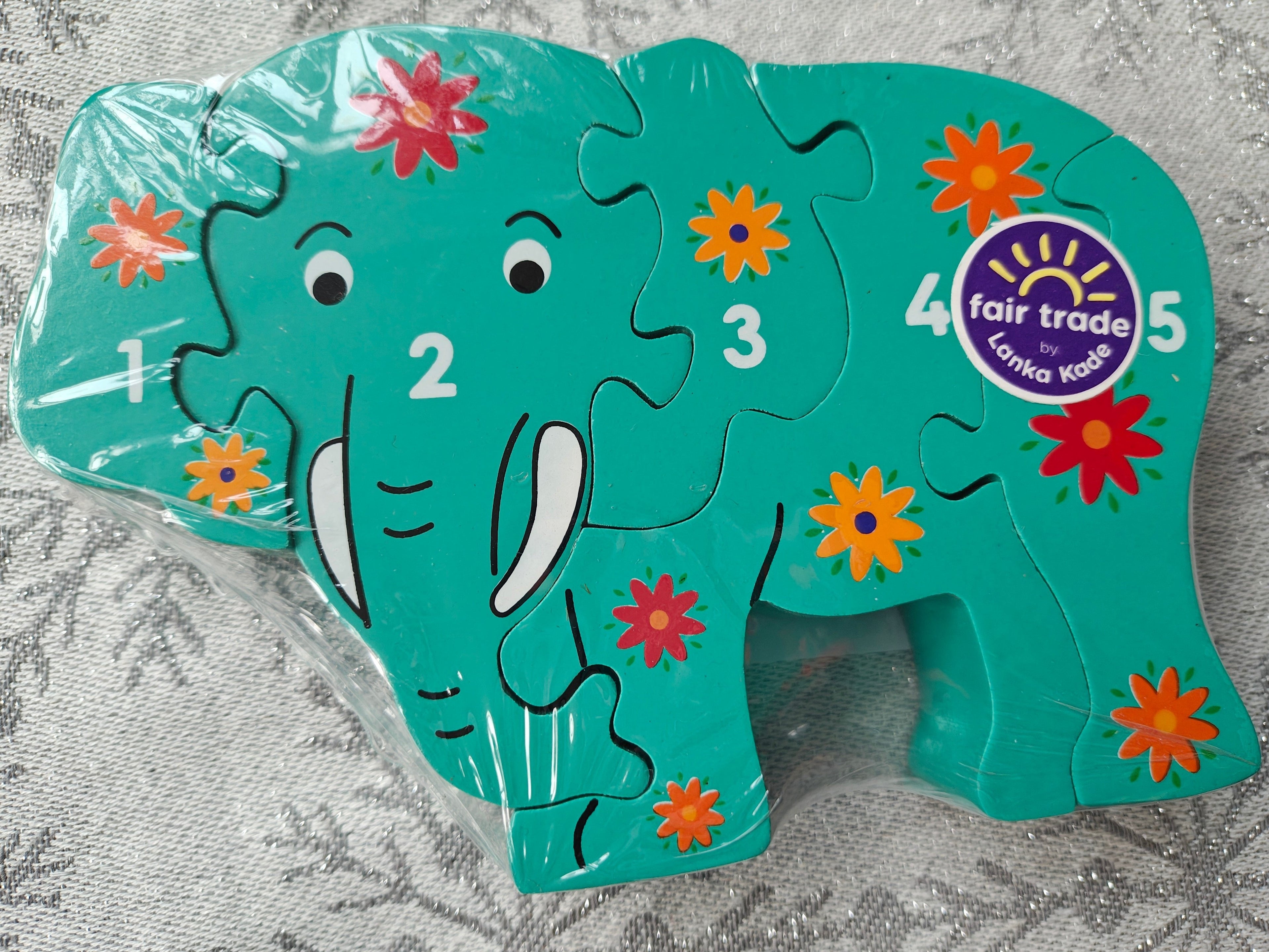 Elephant jigsaw with 1-5 numbered pieces - limited edition